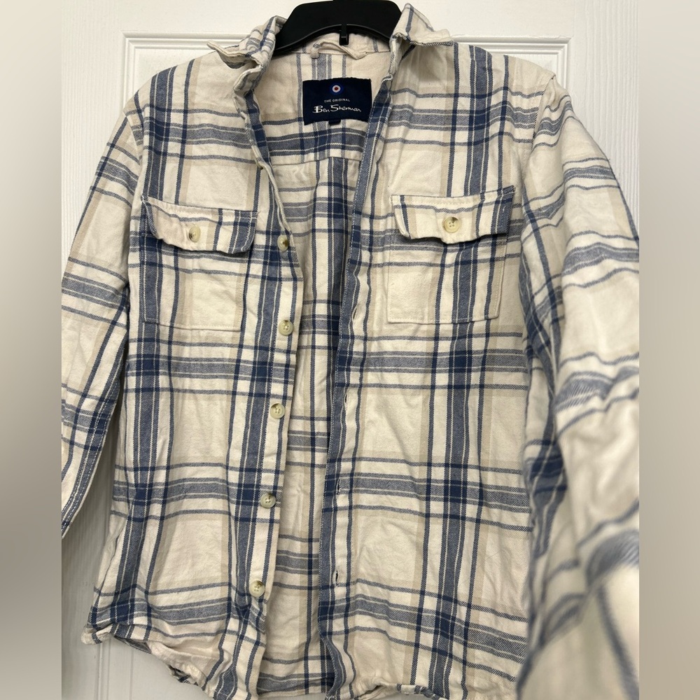 Ben Sherman Navy and Cream Check Shirt